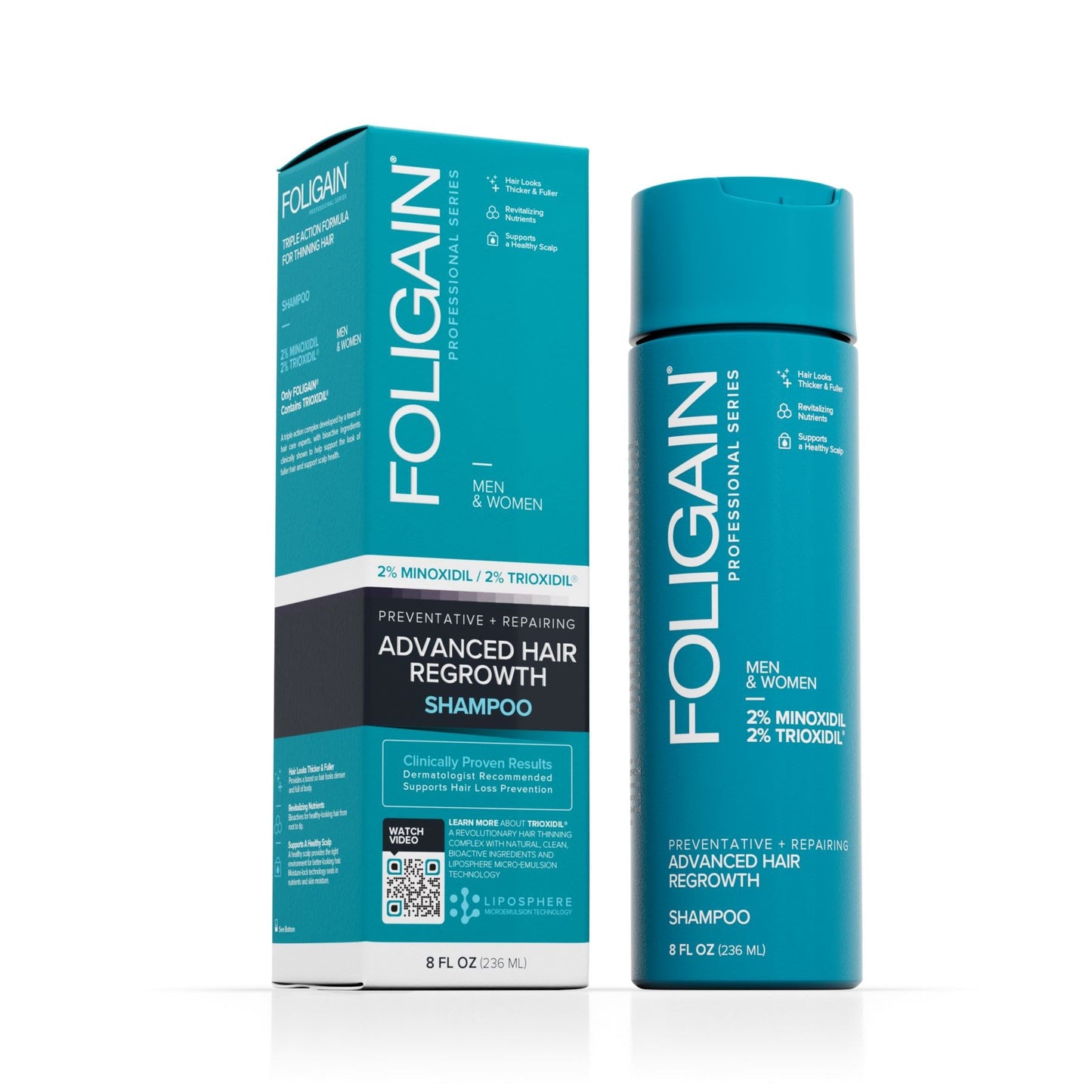 Foligain Advanced Hair Regrowth Shampoo with 2% Minoxidil & 2% Trioxidil (236ml)
