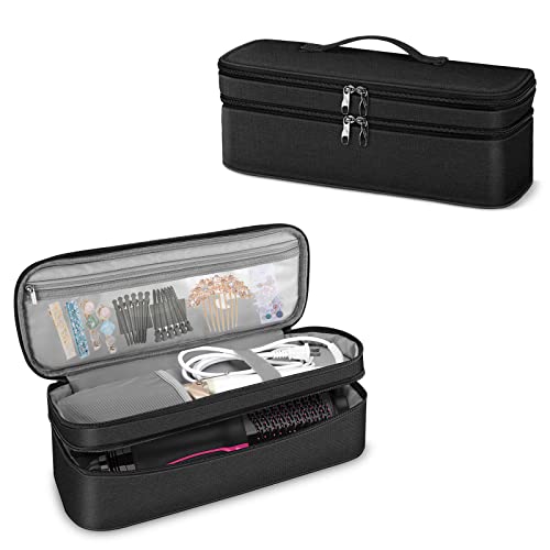SITHON Double-Layer Travel Carrying Case for Shark FlexStyle/SmoothStyle, Water Resistant Storage Organizer Bag for Airwrap Styler, Also for Revlon One-Step Hair Dryer (Bag Only) (Black)