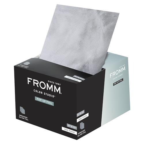Fromm Color Studio Lightweight Pop Up Hair Foil in Silver, 5" x 11" Embossed Aluminum Foil Sheets, Hair Foils for Highlighting and Coloring - 500 Foil Sheets