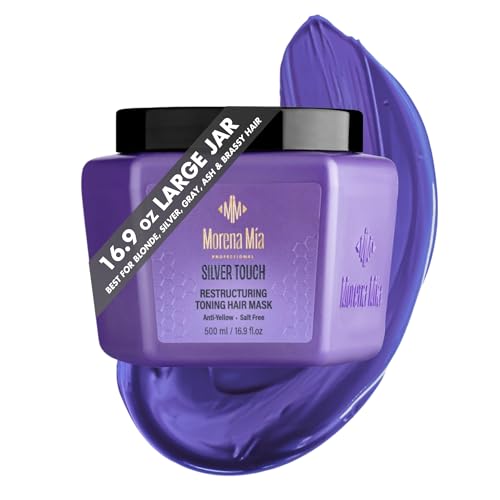 Morena Mia Deep Conditioner Purple Hair Mask-16.91 Fl Oz, Toner for Blonde Hair Bleached Gray Silver Ash Platinum & Brassy Hair, Remove Brassy & Yellow Tones w/Keratin Argan Omega 3 & Hyaluronic Acid