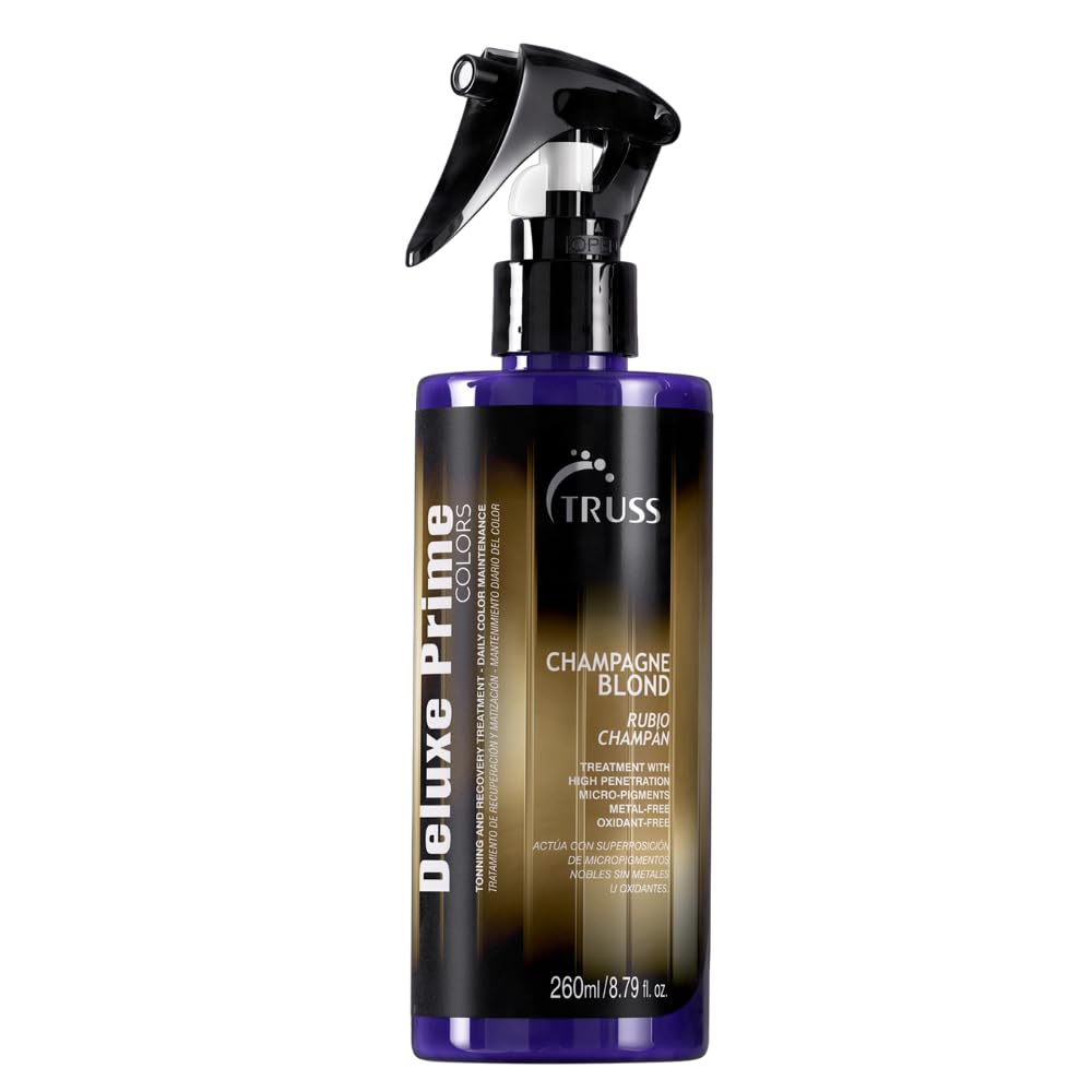 TRUSS Deluxe Prime Champagne Blond Toner - Violet Purple Spray Treatment Neutralizes Warm, Brassy Yellow Tones On Blonde, Highlighted, Silver And Bleached Hair For The Perfect Platinum Effect
