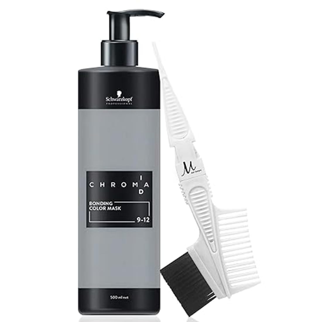Chroma ID Bonding Color Mask 9-12 Extra Light Blonde Cendre Ash 16.9oz and M Hair Designs Tint Brush/Comb (Bundle 2 items)