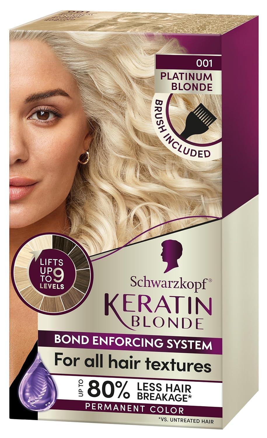 Schwarzkopf Keratin Blonde, Platinum Blonde 001, Ultra Lightening Kit