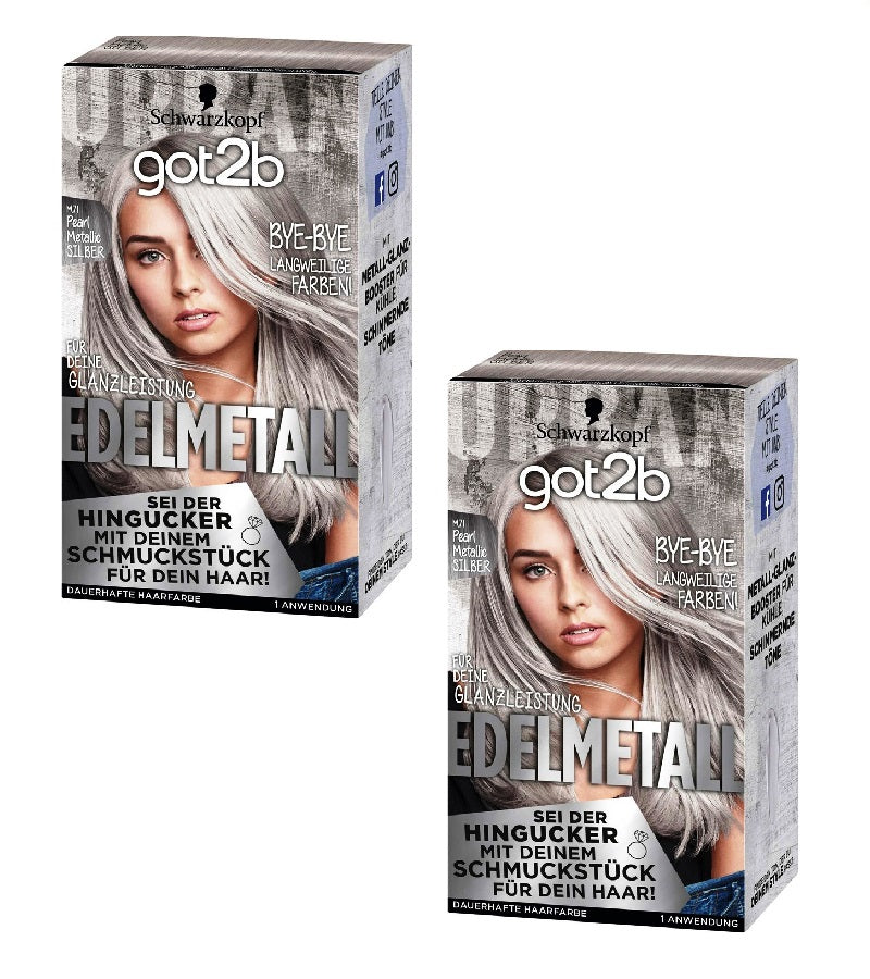 2xPack Schwarzkopf got2b Precious Metal Dusty Metallic Silver M71