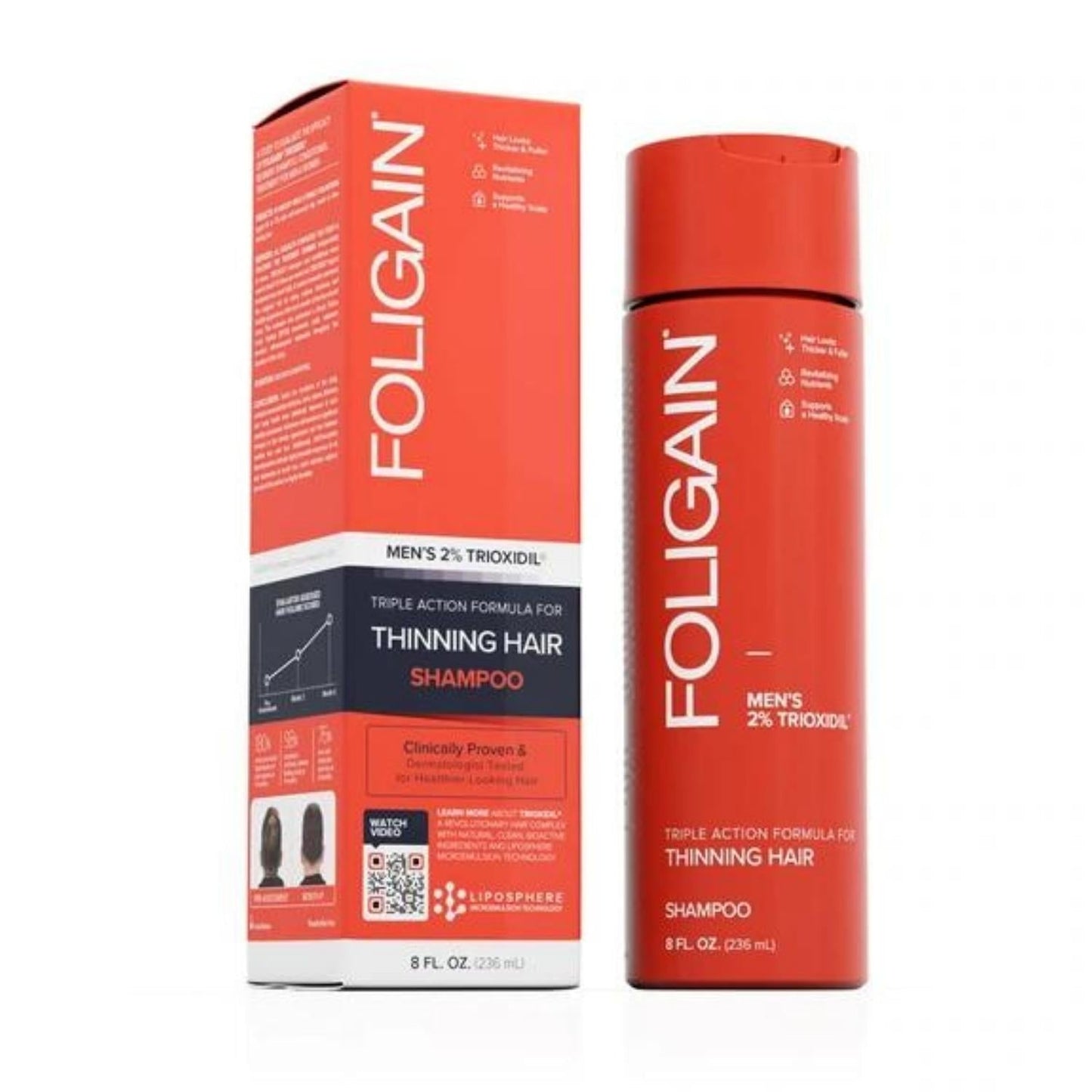 Foligain Triple Action Shampoo for Thinning Hair with 2% Trioxidil (236ml)