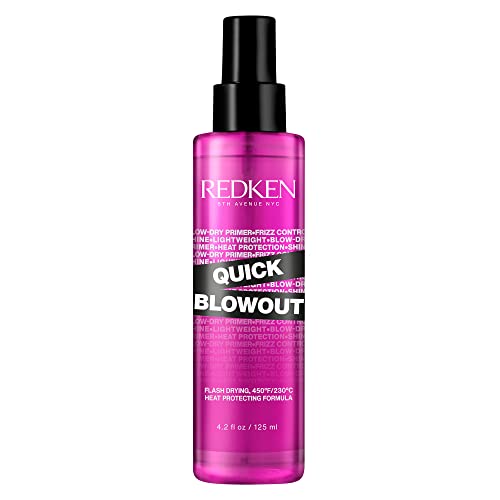 Redken Quick Blowout Heat Protection Spray | Blow Dry Primer Reduces Styling Time | Smooths & Adds Shine | Lightweight Blowdry Spray | For All Hair Types | 4.2 fl. oz.