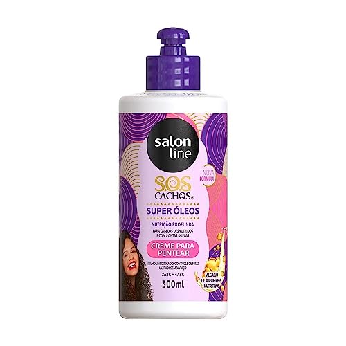 Salon Line Linha Tratamento (SOS Cachos) Creme para Pentear Super Oleos Nutritivo 300 ml Treatment (SOS Curls) Collection - Nourishing Super Oils Combing Cream 10.14 Fl Oz