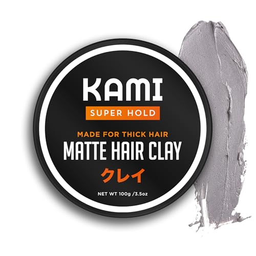 Kami Hair Styling Clay for Men - Strong Hold for Thick Hair - Natural Matte Finish - Long Lasting Hair Clay for Men Styling | Strong Hold Men Hair Style Product