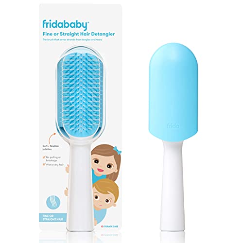 Frida Baby Fine or Straight Hair Detangling Hair Brush for Kids, Detangles Knots Without Tears or Breakage, Comb Teeth and Bristle Design