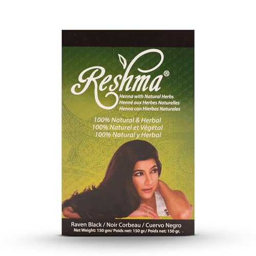 Reshma Beauty Classic Henna Hair Color | 100% Natural, For Soft Shiny Hair | Henna Hair Color, Gray Coverage| Ayurveda Hair Products (Raven Black, Pack Of 1)