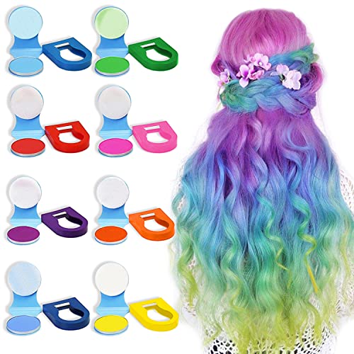 Hair Chalk for Kids,8 Colors Temporary Hair Chalk for Girls with Dark Hair Blonde Hair Washable Non-Sticky,Vibrant Hair Color Makeup Kit for New Year Birthday Party Cosplay DIY Chrismas, Gift for Kids Aged 4 5 6 7 8 9 10+
