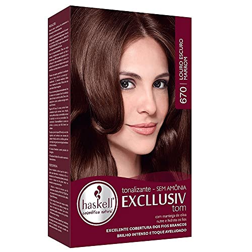 Haskell - Linha Excllusiv Tom - Louro Escuro Marrom 670 (Bisnaga 40 gr + Frasco Aplicador 60 Ml + Sache 30 Gr) - (Blond Dark Brown 670 (Tube Net 1.4 Oz + Applicator Bottle 2 Fl Oz + Sachet Net 1 Oz))