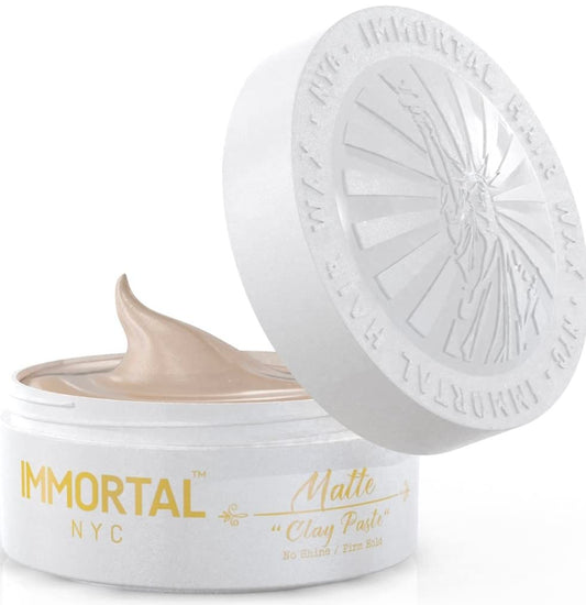 Immortal NYC Matte Clay Paste Hair Wax - 7 out of 9 Holding Ability, Matte Finish - All Natural Water-Based Hair Wax for Men - No Residue, All Hair Types