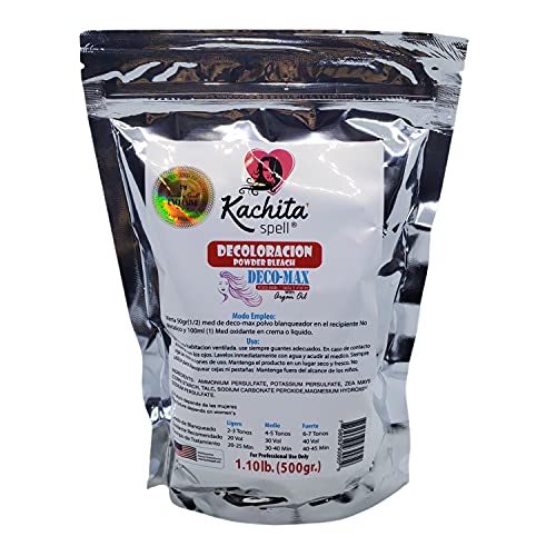 Kachita Spell Superior Hair Powder Lightener, Discolorations, Balayage and Highlights Blue Deco-Max Extra Strength Decoloracion Dust-Free, Non-Drip 1.10 Lb (500 gr) Made in USA
