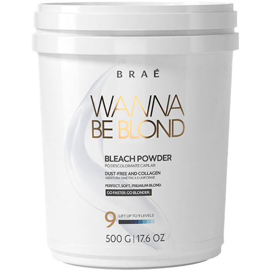 BLEACH POWDER B R A É 17.6 Oz Wanna Be Blond | Lift Up to 9 Levels | Collagen-Rich Formula & 10 Oils Mix | Conditioning Effect | Easy to Apply | Dust-Free | Powder Hair Lightener