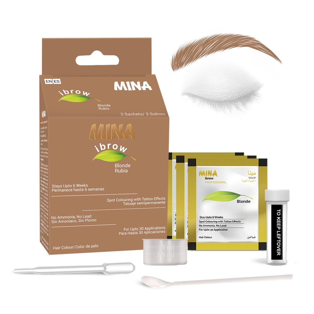 Mina ibrow Hair Color Blonde|Natural Spot coloring and Hair Tinting Powder, Water and Smudge Proof | No Ammonia, No Lead with 100% Gray Coverage Up to 30 Applications |Vegan and Cruelty free