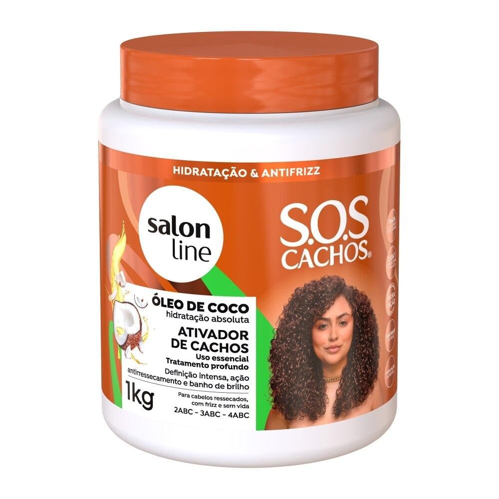 Salon Line - Linha SOS Cachos (Oleo de Coco) - Ativador de Cachos 1 Kg - (SOS Curls (Coconut Oil) Collection - Curl Activator Net 35.27 Oz)