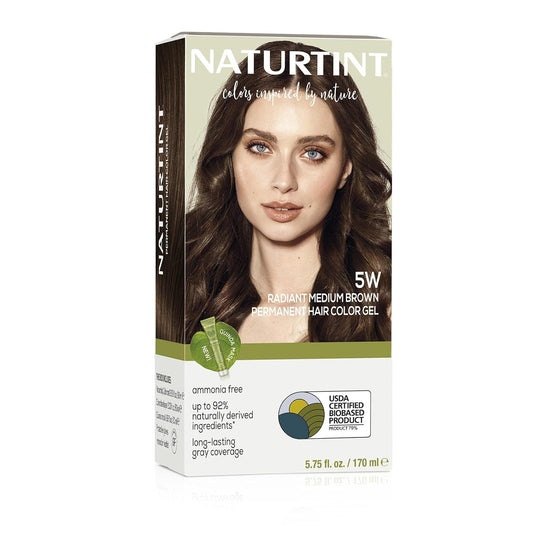 Naturtint Permanent Hair Color 5W Radiant Medium Brown (Pack of 1), Ammonia Free, Vegan, Cruelty Free, up to 100% Gray Coverage, Long Lasting Results (Packaging may vary)