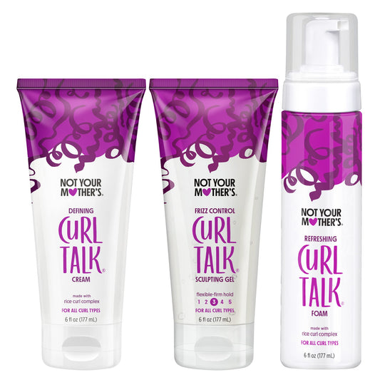 Not Your Mother's Curl Talk Frizz Control Sculpting Gel, Defining Cream, and Refreshing Curl Foam (3-Pack) - 6 fl oz - Formulated with Rice Curl Complex - For All Curly Hair Types