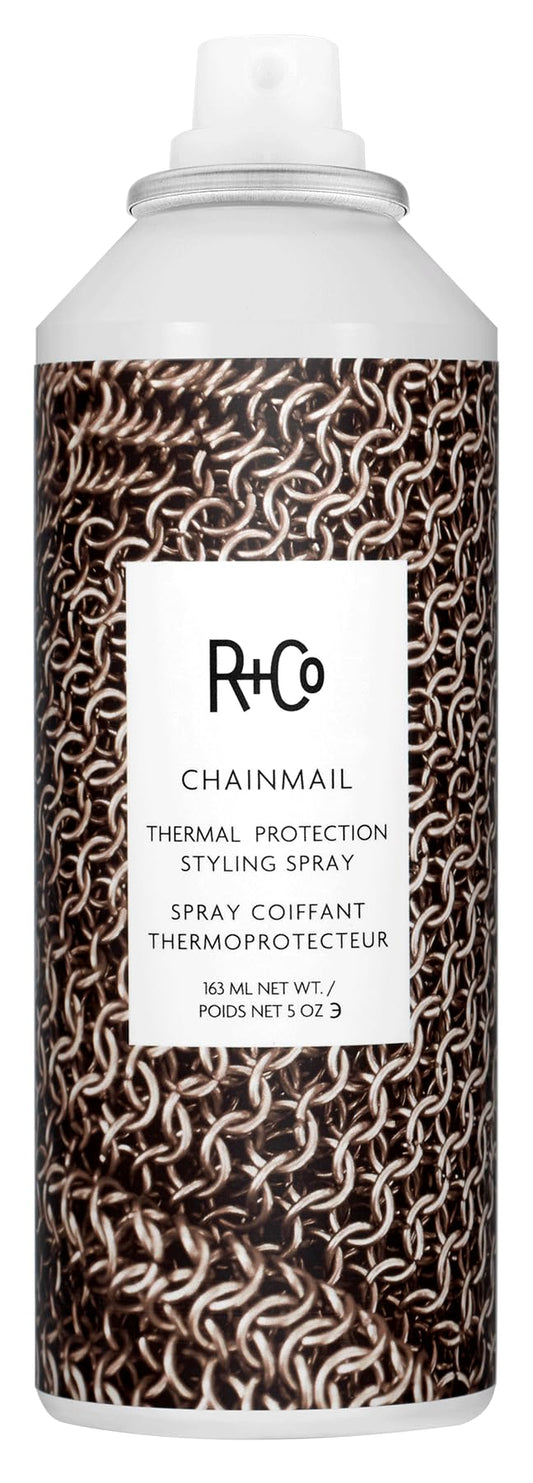 R+Co Chainmail Thermal Protection Spray | Heat Protection + Flexible Hold + Silky Shine | Vegan + Cruelty-Free | 5 Oz