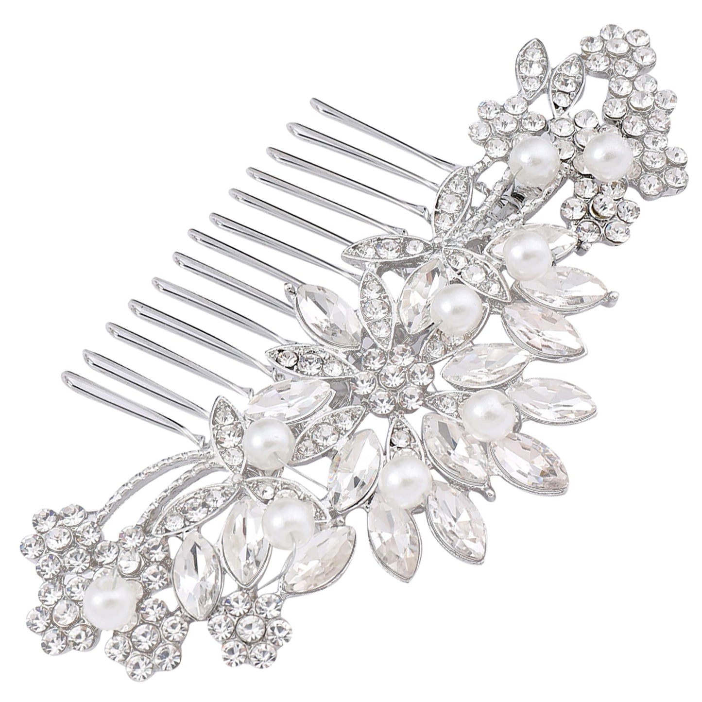 Hapibuy Crystal Wedding Hair Comb Bridal Hair Comb Pearl Wedding Headpiece Silver Hair Accessories