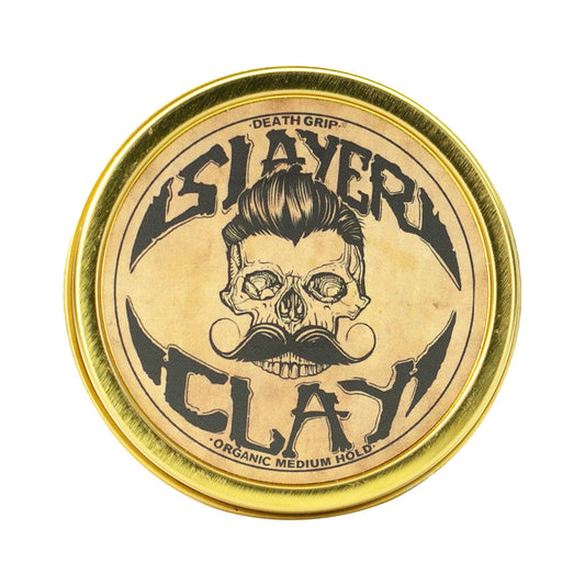 Hair Clay For Men - Slayer Clay Organic Medium Hold 2 Ounce Tin - Like Pomade Cream Or Gel - Shine Free & Non Greasy - Anti Dandruff & Easy To Use Mens Hair Product With Bentonite By Death Grip