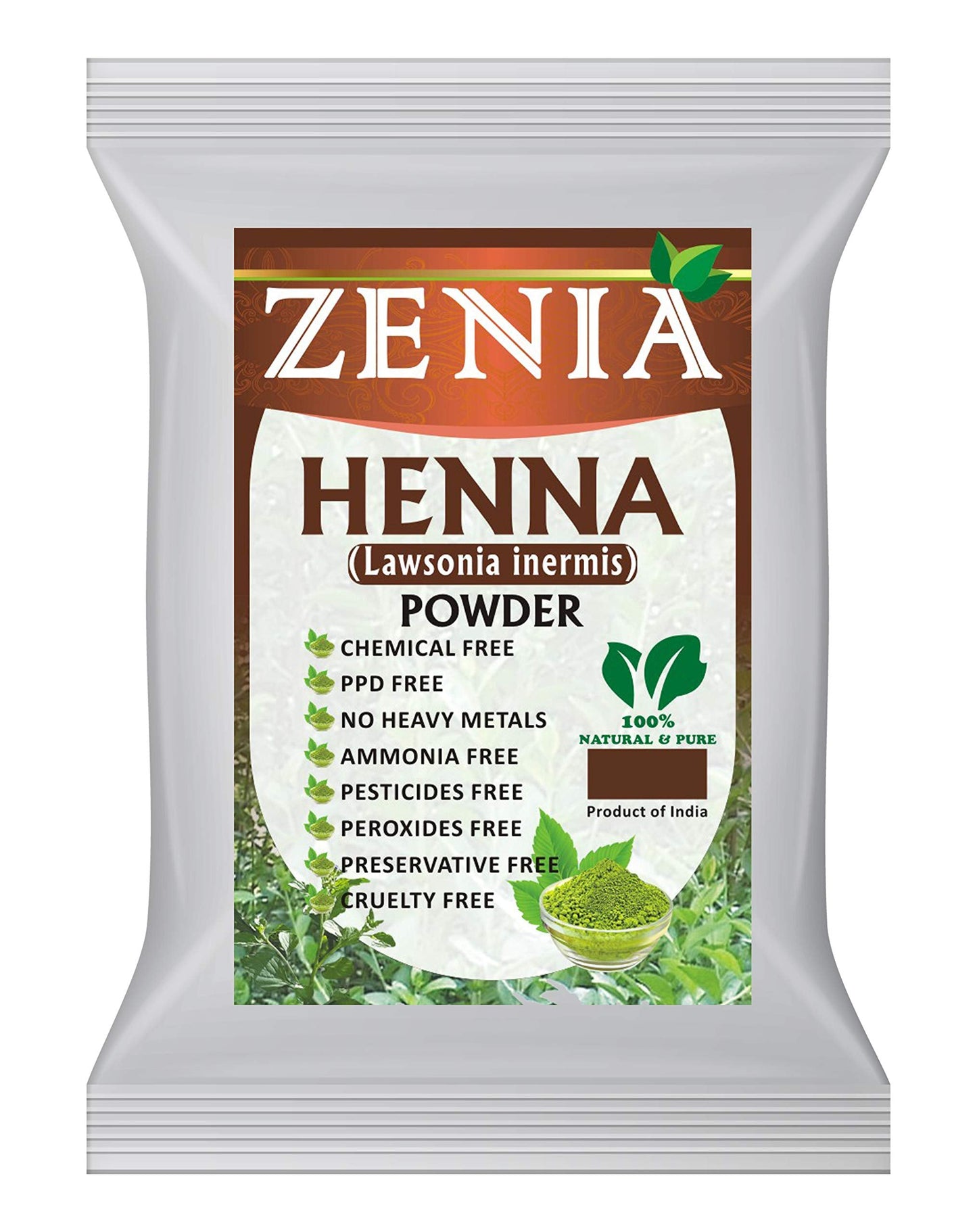 Zenia 100% Pure & Natural Henna Powder (Lawsonia Inermis) | 454 grams (1 lb) | Orange-Red Hair Color | Triple Sifted | Fresh from Rajasthan | No Chemicals, No Additives