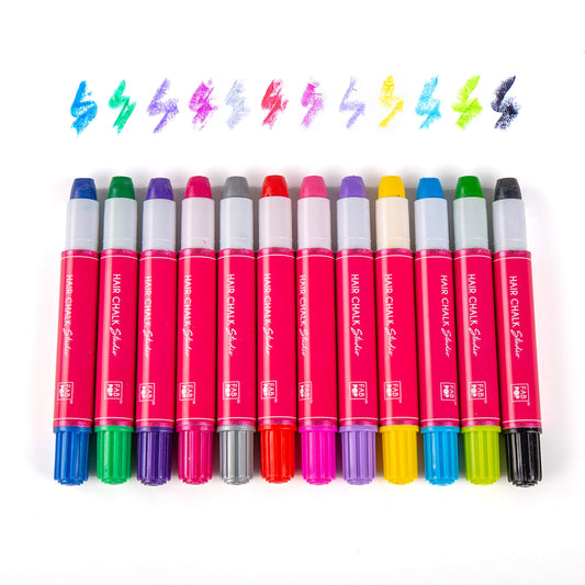 Hair Chalk - Temporary Bright Color Set - Non Toxic Pens for Kids & Girls Birthdays -12 Pack