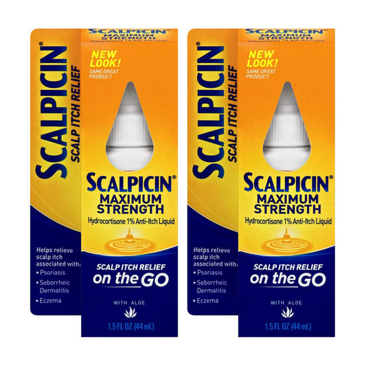 Scalpicin Maximum Strength Scalp Itch Liquid Treatment- for Relief from Itchy Scalp, Psoriasis, Eczema & Seborrheic Dermatitis with Hydrocortisone & Aloe Vera, 1.5 Fl Oz (Pack of 2)