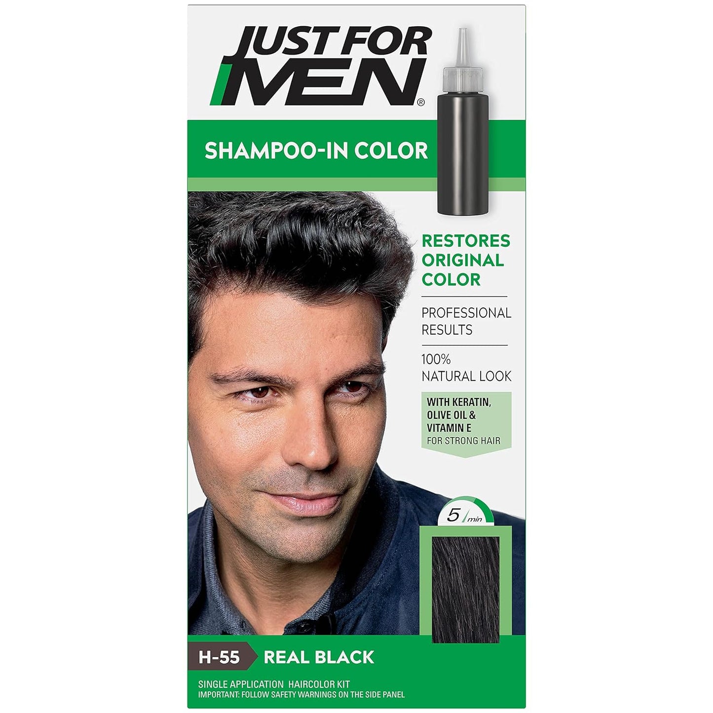 Just For Men Shampoo-In Haircolor, Real Black H-55