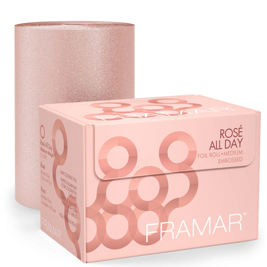 Framar Rosé All Day Embossed Roll Aluminum Foil, Hair Foils For Highlighting - Medium 320 ft