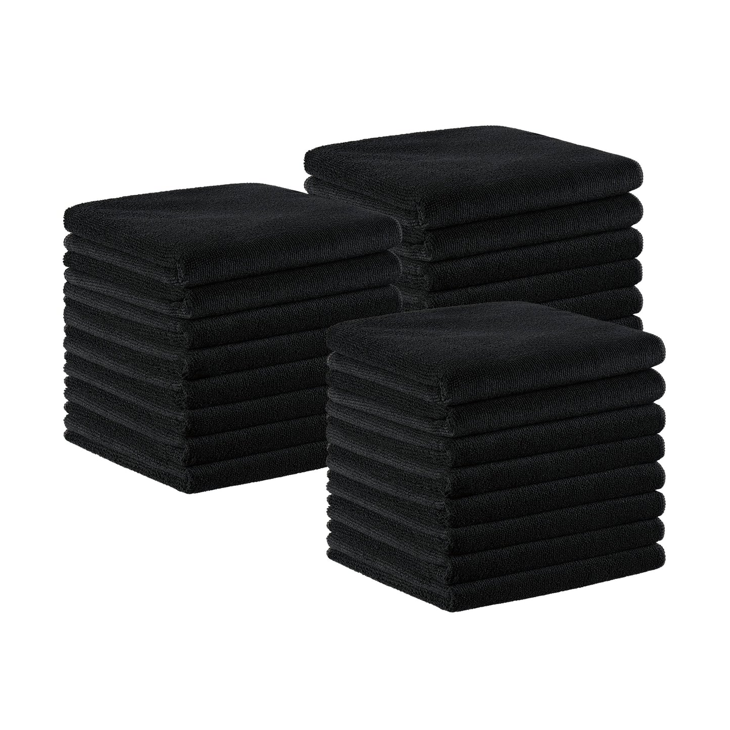 Arkwright Microfiber Salon Towels Bulk - (Pack of 24) Bleach Safe Resistant, Absorbent Hair Drying Towel Set, Perfect for Hotel, Resort, and Spa, 16 x 27 in, Black