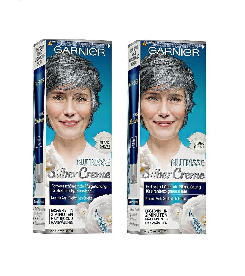 2 Packs GARNIER NUTRISSE SILVER CARE ANTI-GRAY CREAM for Women - Silver Gray