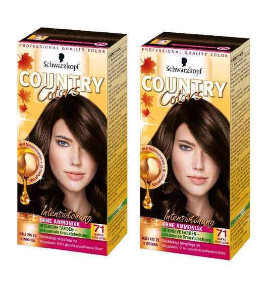 2xPack Schwarzkopf Country Colors Intensive Tint -  71 Cocoa Dark Golden Brown