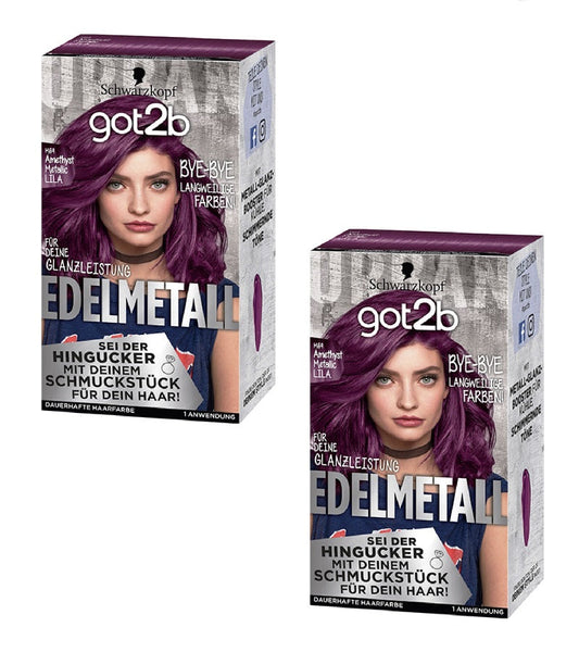 2xPack Schwarzkopf GOT2B Precious Metal M69 Amethyst Chrome Metallic level 3