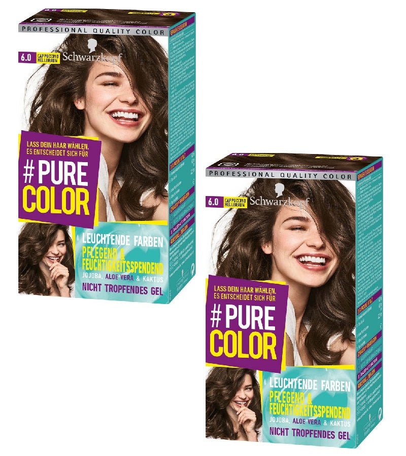 2xPack Schwarzkopf PURE COLOR Coloration - 6.0 Cappuccino Light Brown