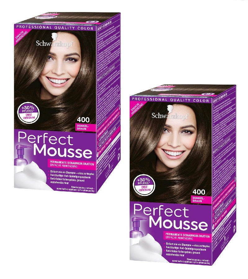 2xPack Schwarzkopf Perfect Mousse Foam Har Coloration - 8 Varieites