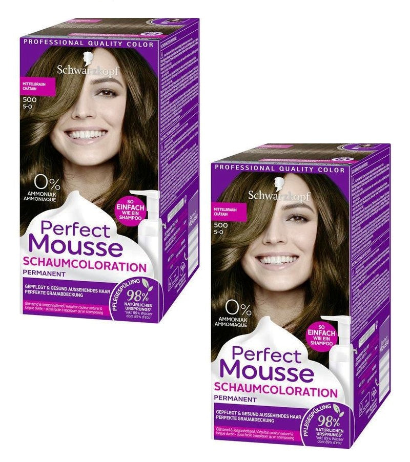 2xPack Schwarzkopf Perfect Mousse Foam Har Coloration - 8 Varieites