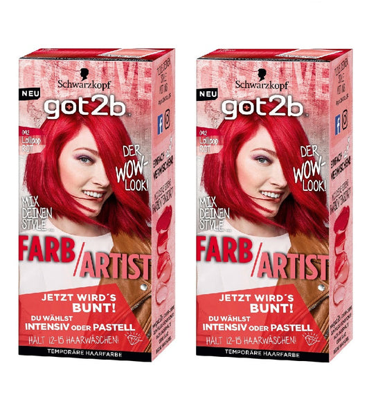 2xPack Schwarzkopf got2b Color / Artist Lollipop Red 092